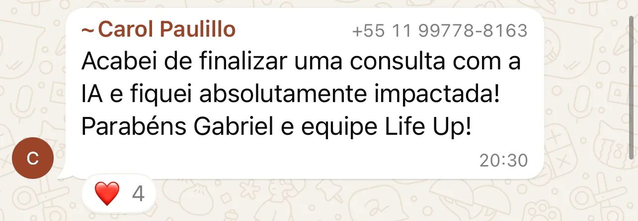 Depoimento Carol Life Up