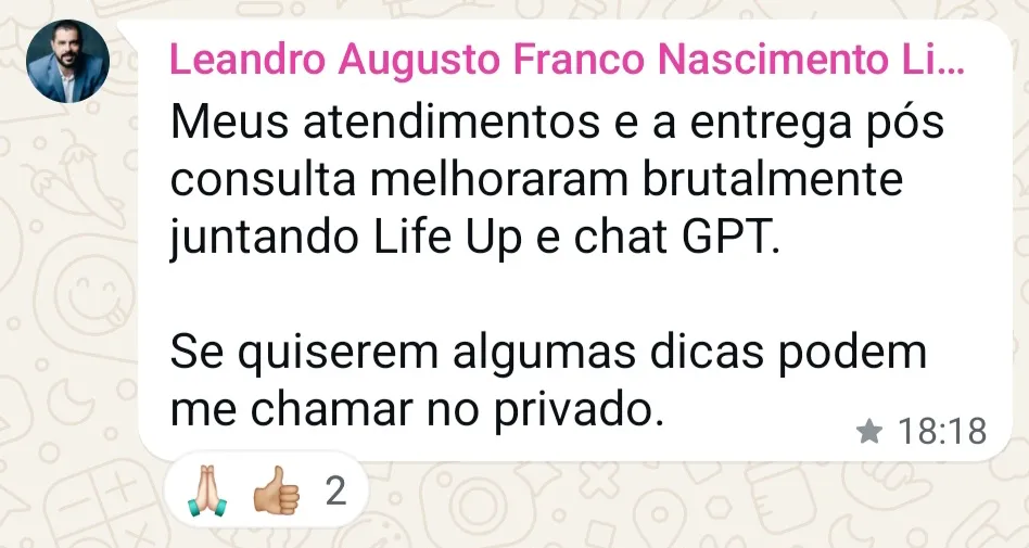 Depoimento Leandro Franco Nascimento Life Up